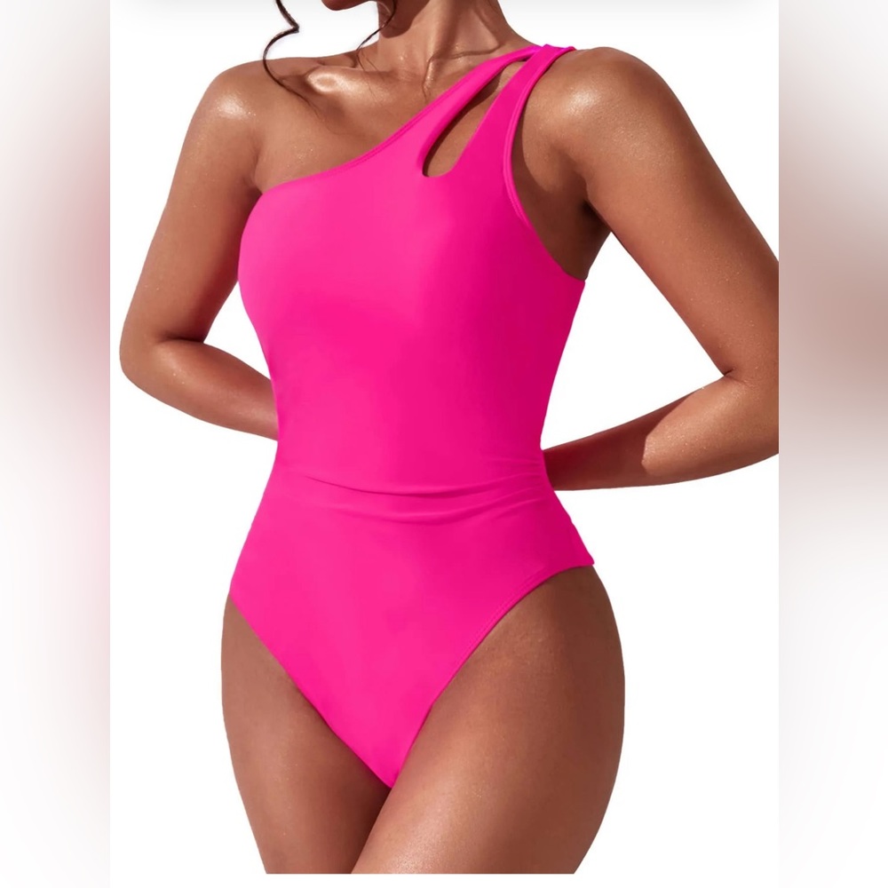 BEILON Women One Shoulder One Piece Swimsuit Tummy Control Bathing Suits
